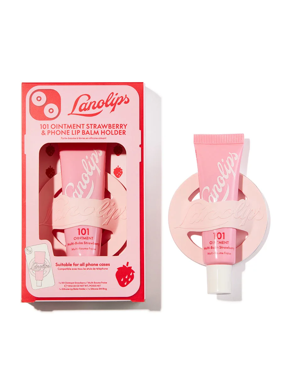 Lanolips strawberry lip balm & phone holder · 10g balm + phone holder · product photo 2
