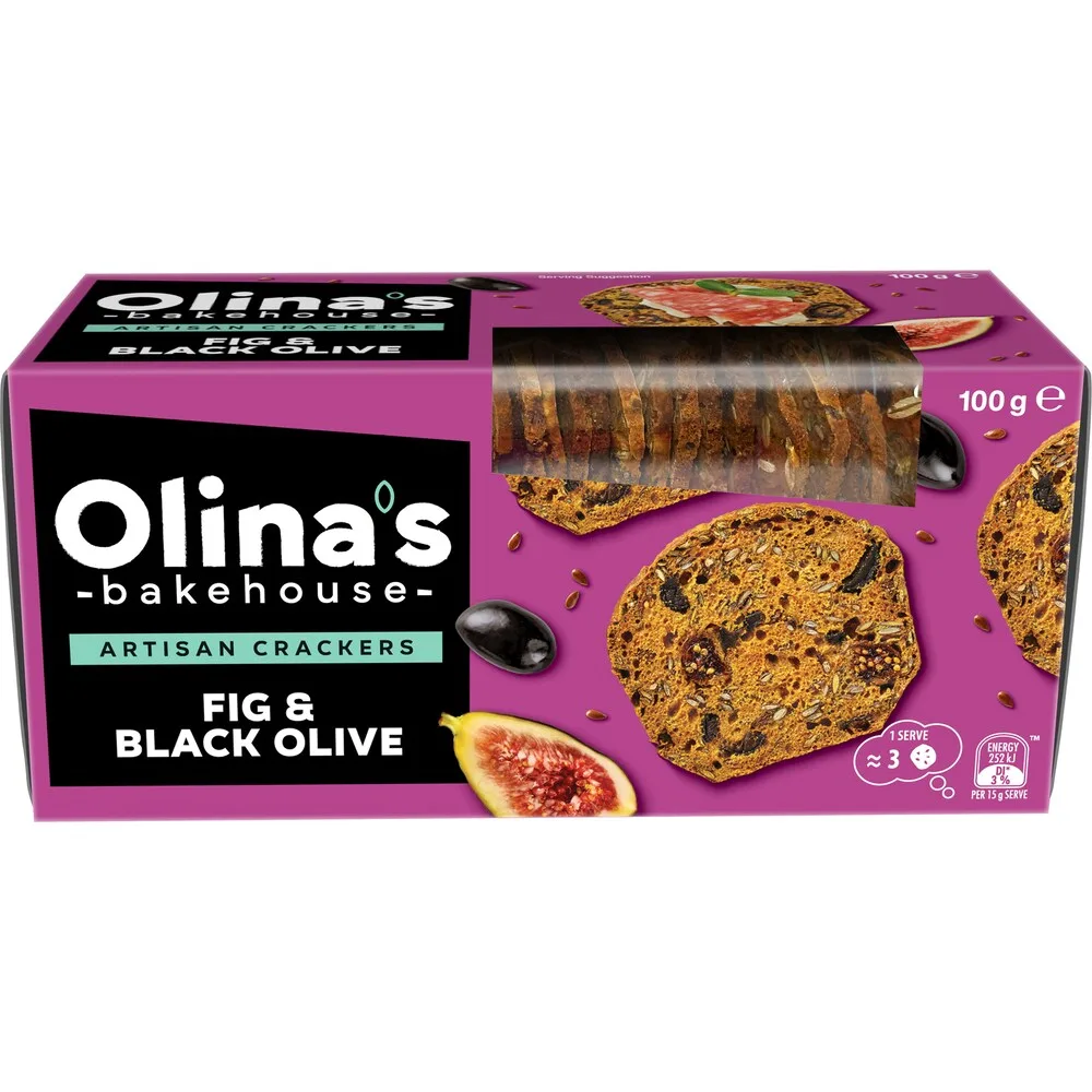 Olina’s Fig & Black Olive crackers · 100g · product photo 1